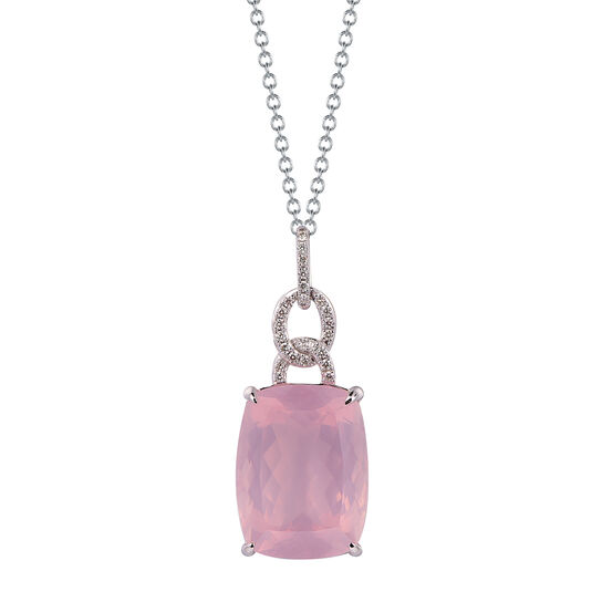 Rose Quartz Pendant in White Gold image number 0
