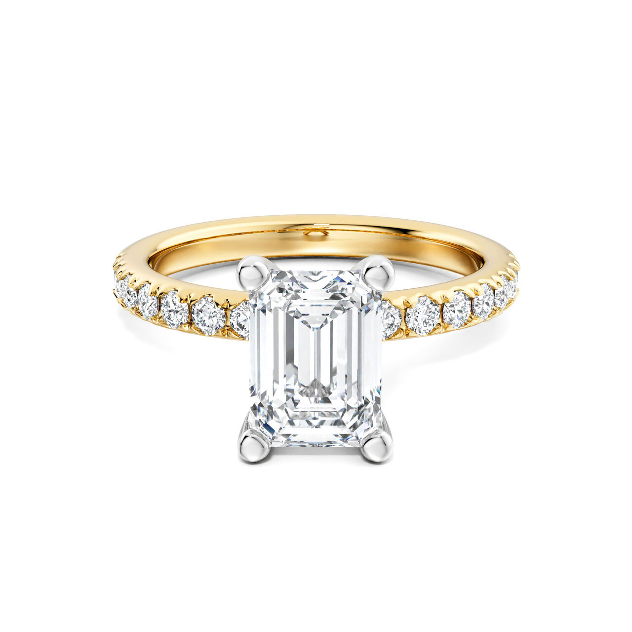 Birks Deco Bague de fian&ccedil;ailles en or jaune &agrave; diamant solitaire rond avec halo cach&eacute; image number 0