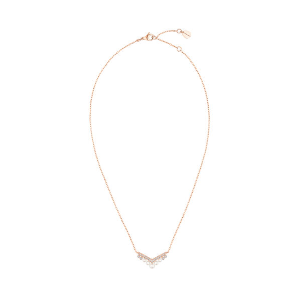 Josephine Aigrette Rose Gold, Pearl and Diamond Pendant