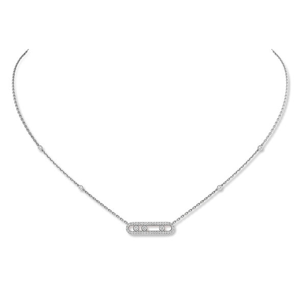 Pendentif Baby Move en or blanc avec pavé de diamants