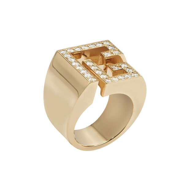 Labyrinth PB Yellow Gold and Diamond Pavé Ring