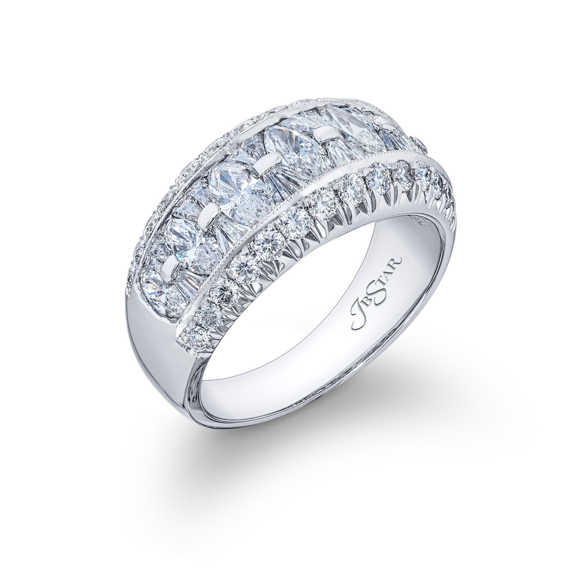 Diamond channel top wedding band