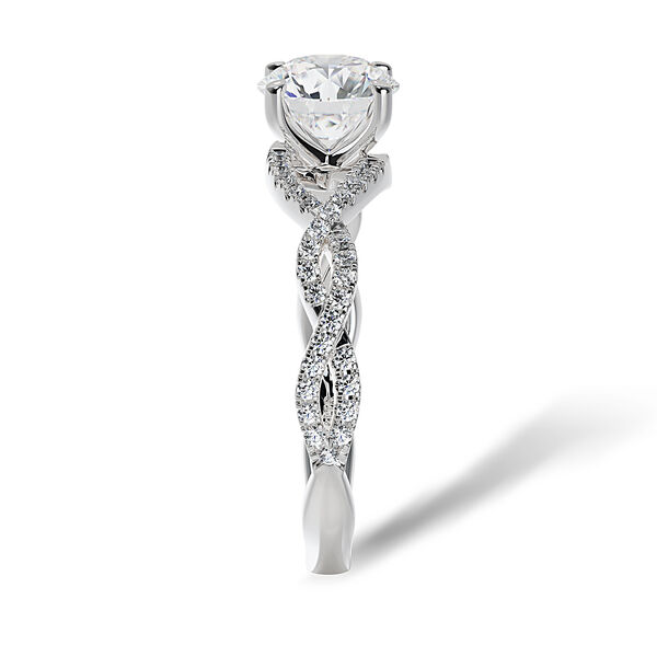 Round Solitaire Diamond Engagement Ring With Twisted Band