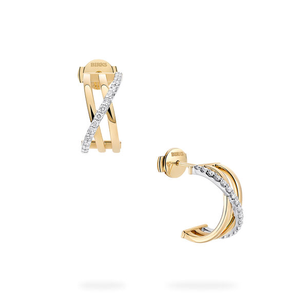 Boucles d'oreilles en or à trois rangs