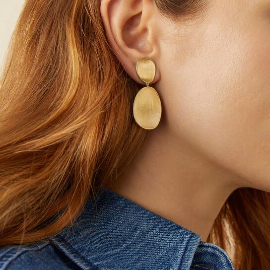 Marco Bicego Lunaria Yellow Gold Double Drop Earrings On Model image number 1