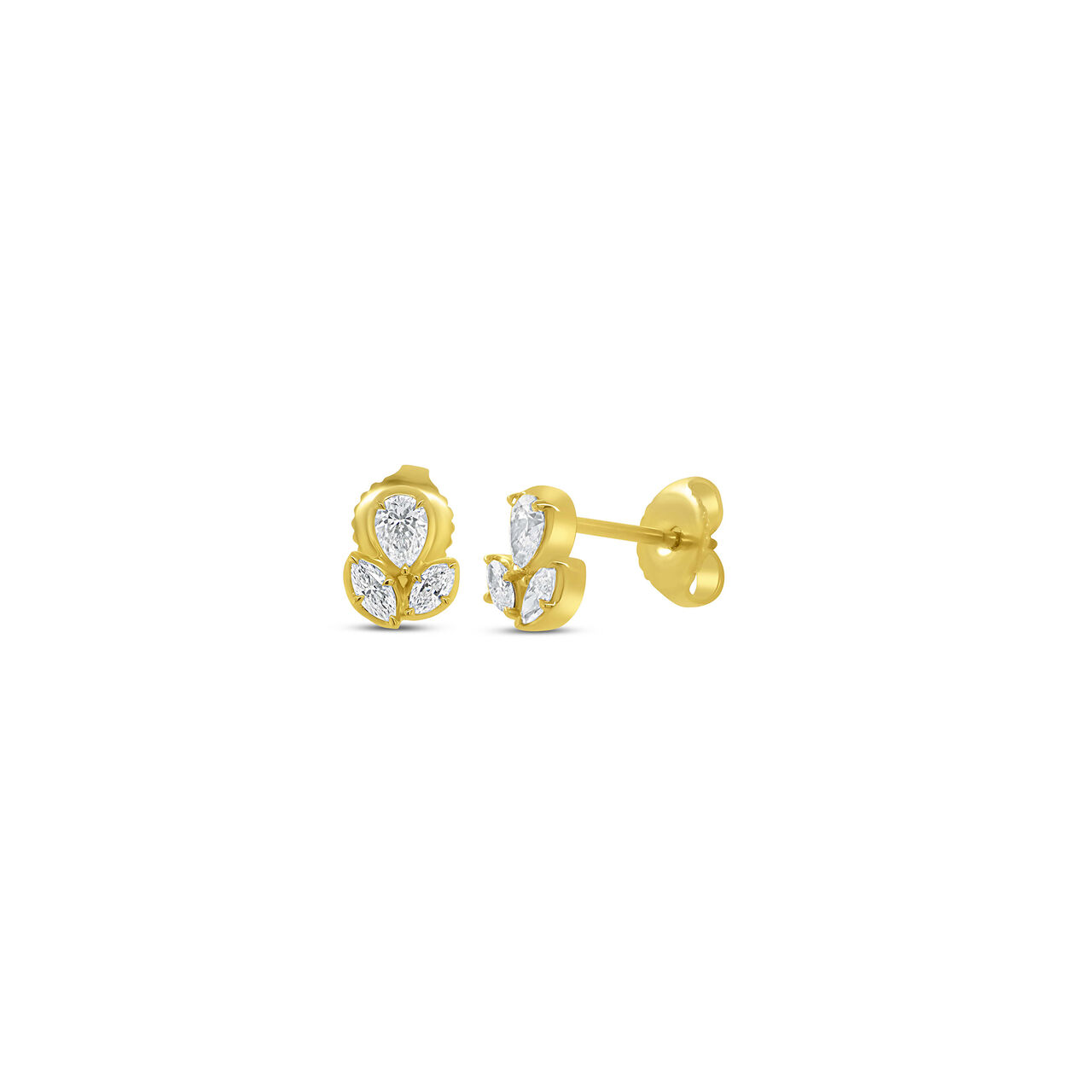 Uneek Alexandria Yellow Gold and Diamond Stud Earrings image number 0