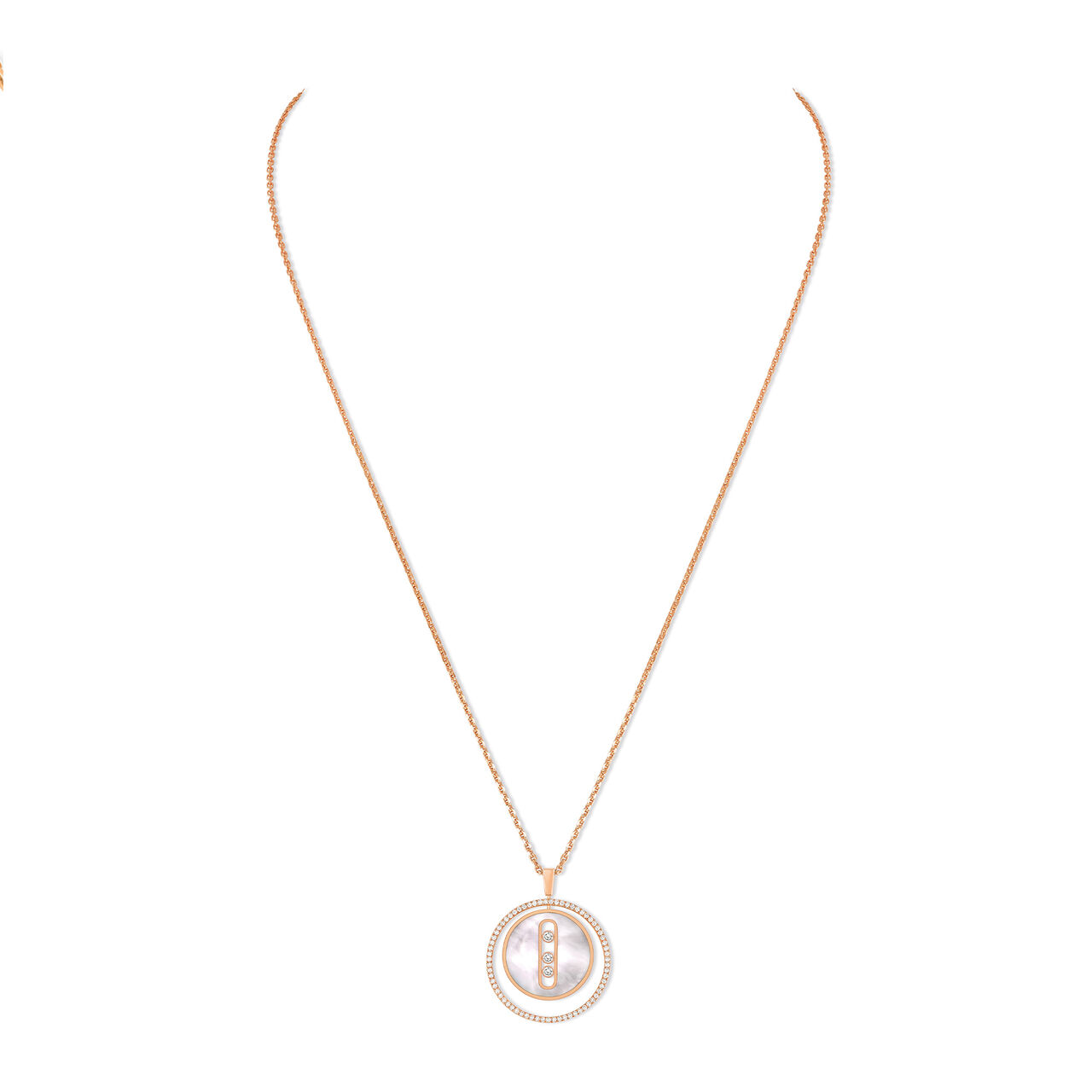Lucky Move Medium Rose Gold White Mother-of-Pearl & Diamond Pavé Pendant image number 1