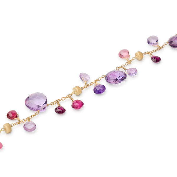 Bracelet Paradise en or jaune avec Am&eacute;thyste et tourmaline rose