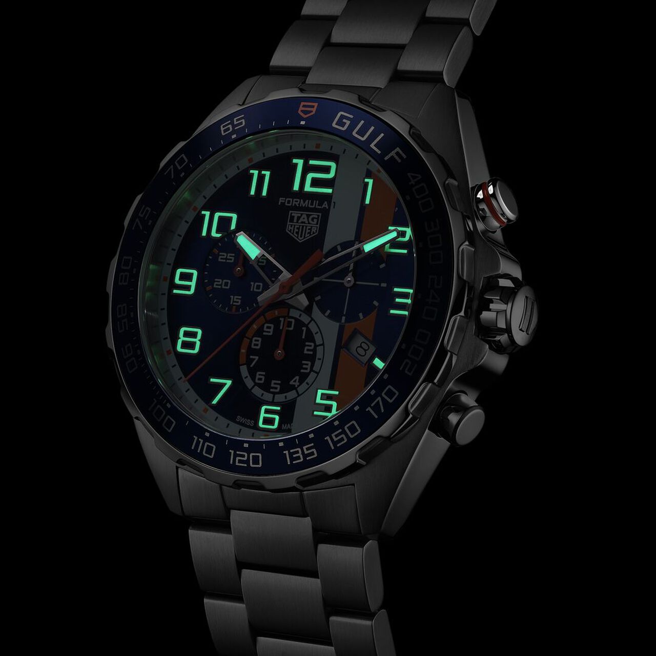 TAG Heuer Formula 1 X Gulf Quartz Chronograph 43 mm Stainless Steel Dark image number 6