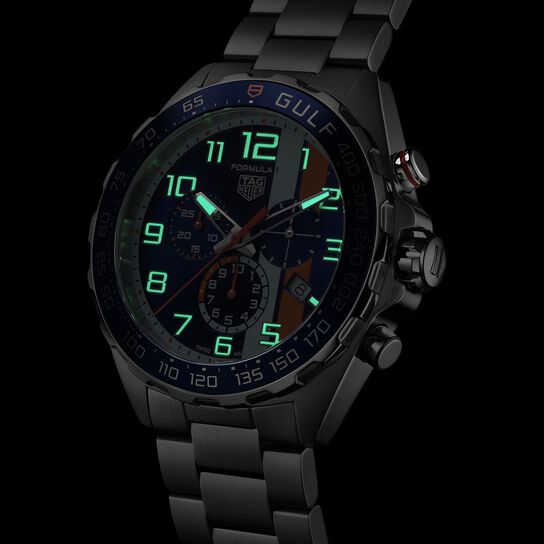 TAG Heuer Formula 1 X Gulf Quartz Chronograph 43 mm Stainless Steel Dark image number 6