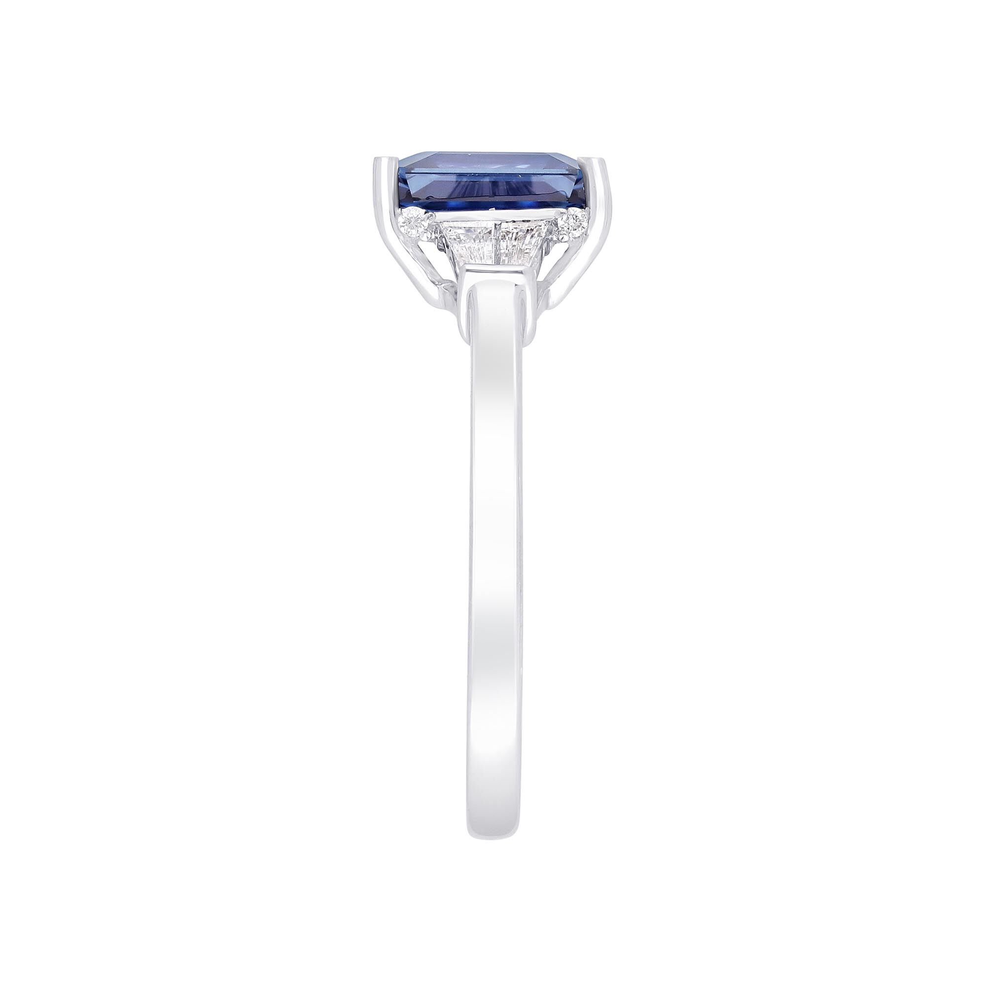 Blue Sapphire and Diamond Tapered Baguette Ring SG20992R 8S