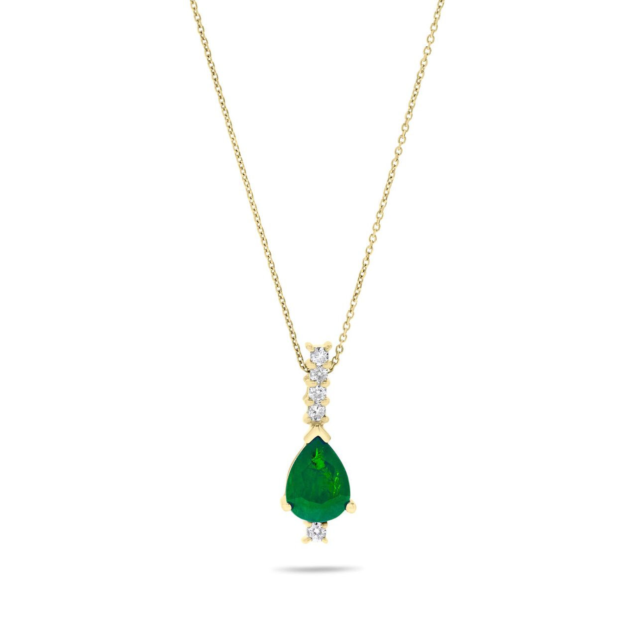 Maison Birks Salon Yellow Gold Pear-Cut Emerald Pendant with Diamonds Front image number 0