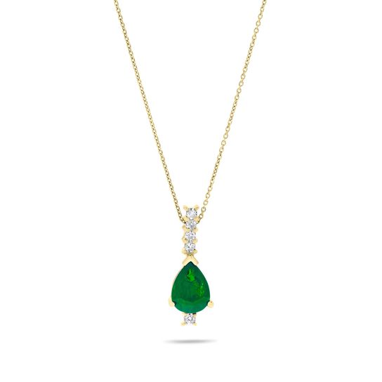 Maison Birks Salon Yellow Gold Pear-Cut Emerald Pendant with Diamonds Front image number 0