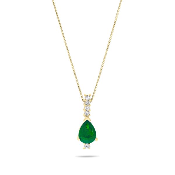 Pendentif en or jaune avec rubis en forme de poire et diamants