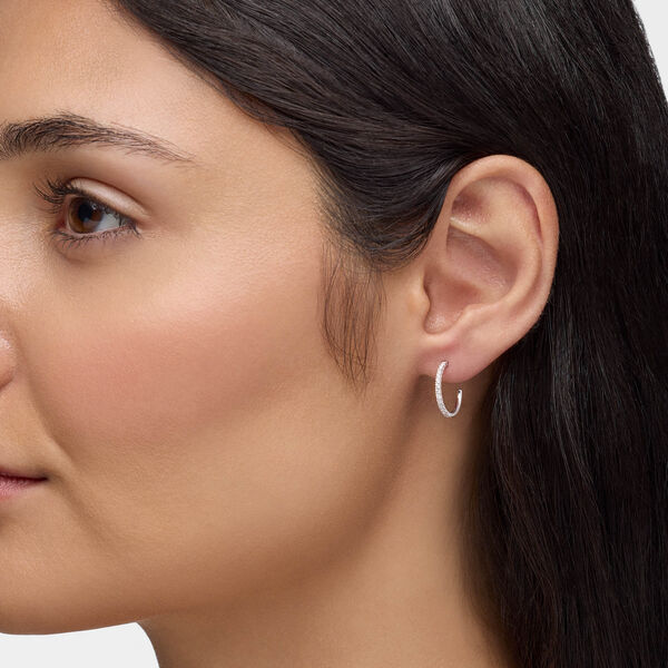 Boucles d&rsquo;oreilles anneaux Ros&eacute;e du Matin en or blanc 15 mm