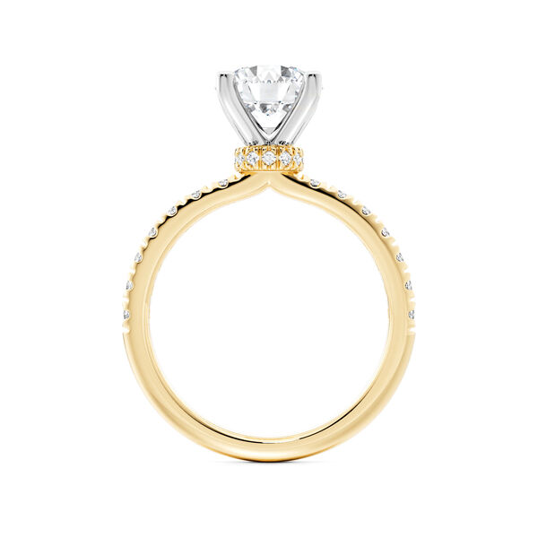 Bague de fian&ccedil;ailles en or jaune &agrave; diamant solitaire rond avec halo cach&eacute;