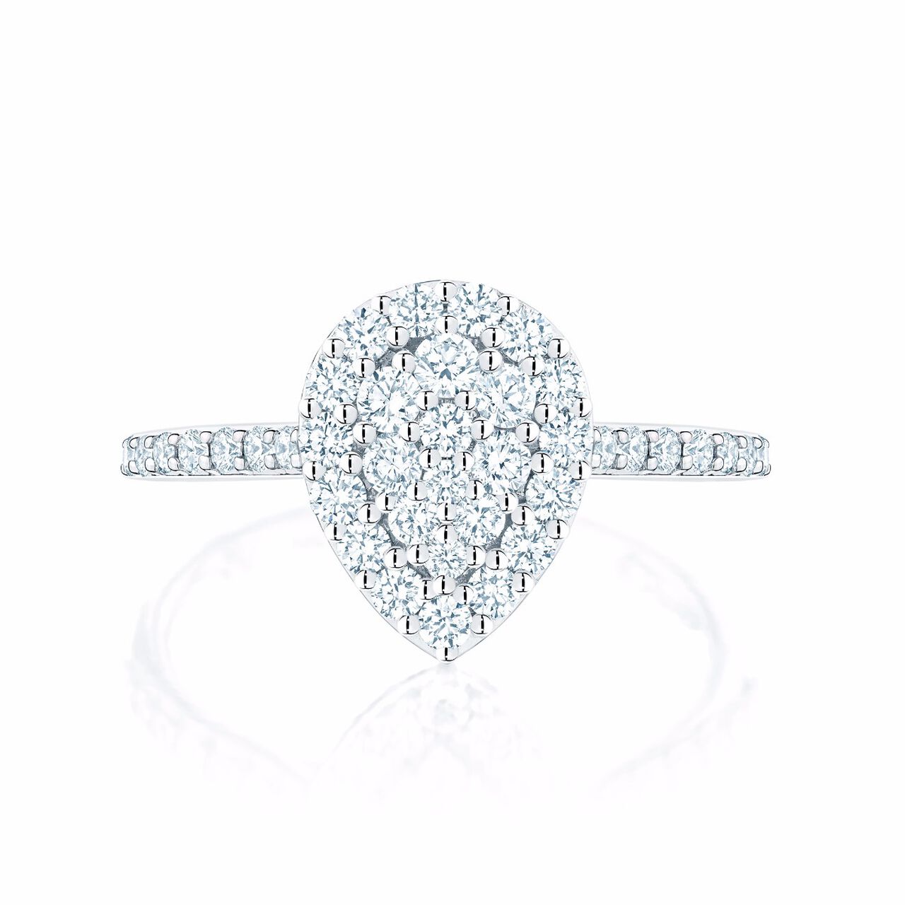 bijoux birks starry night pear shaped diamond cluster ring with single halo image number 0