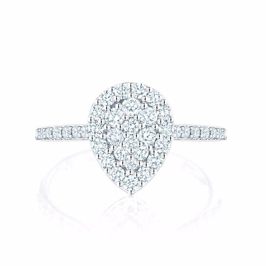 bijoux birks starry night pear shaped diamond cluster ring with single halo image number 0