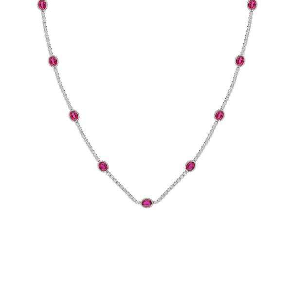 Ruby and Diamond Station Necklace