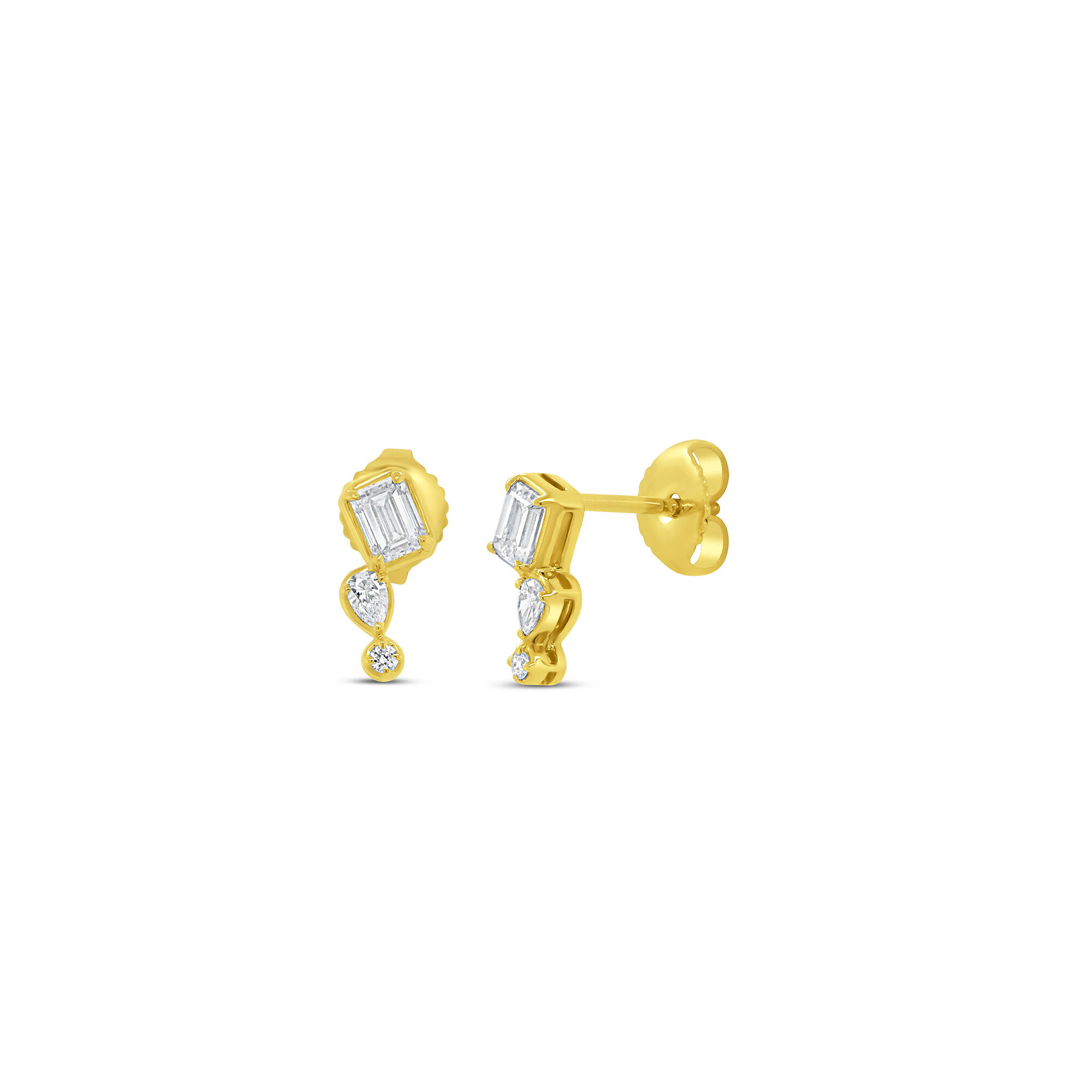 Alexandria Yellow Gold and Diamond Stud Earrings