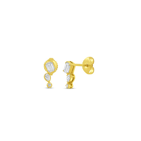 Uneek Alexandria Yellow Gold and Diamond Stud Earrings image number 0