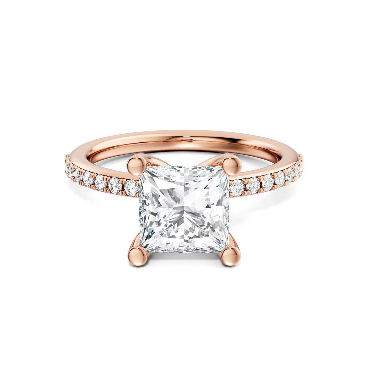 Birks Ros&eacute;e du Matin Bague de fian&ccedil;ailles en or rose avec diamant solitaire taille princesse image number 0