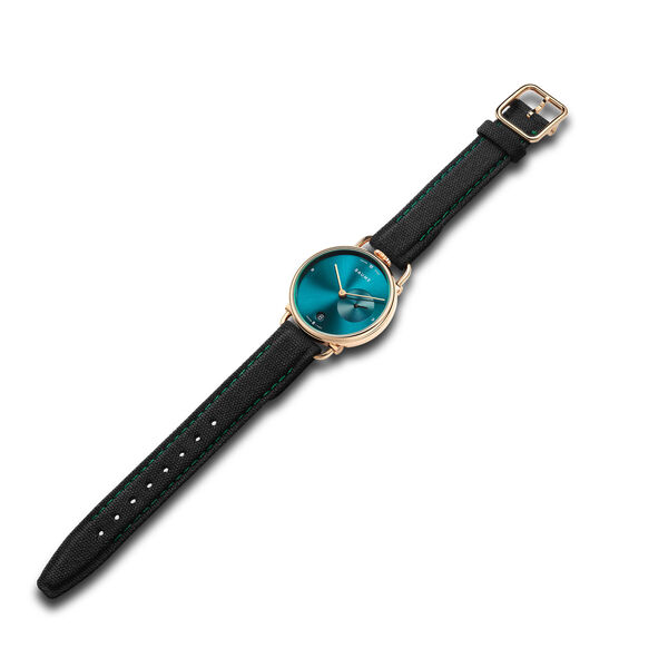 Baume 35 mm petites secondes quartz en acier inoxydable avec PVD doré