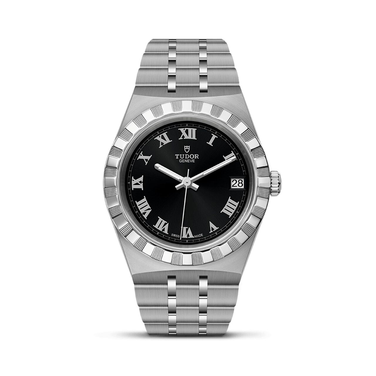 maison birks tudor royal 34 mm steel case dark coloured dial steel bracelet m28400 0003 image number 0