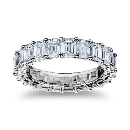Platinum 5.25ct Emerald Cut Eternity Band image number 0