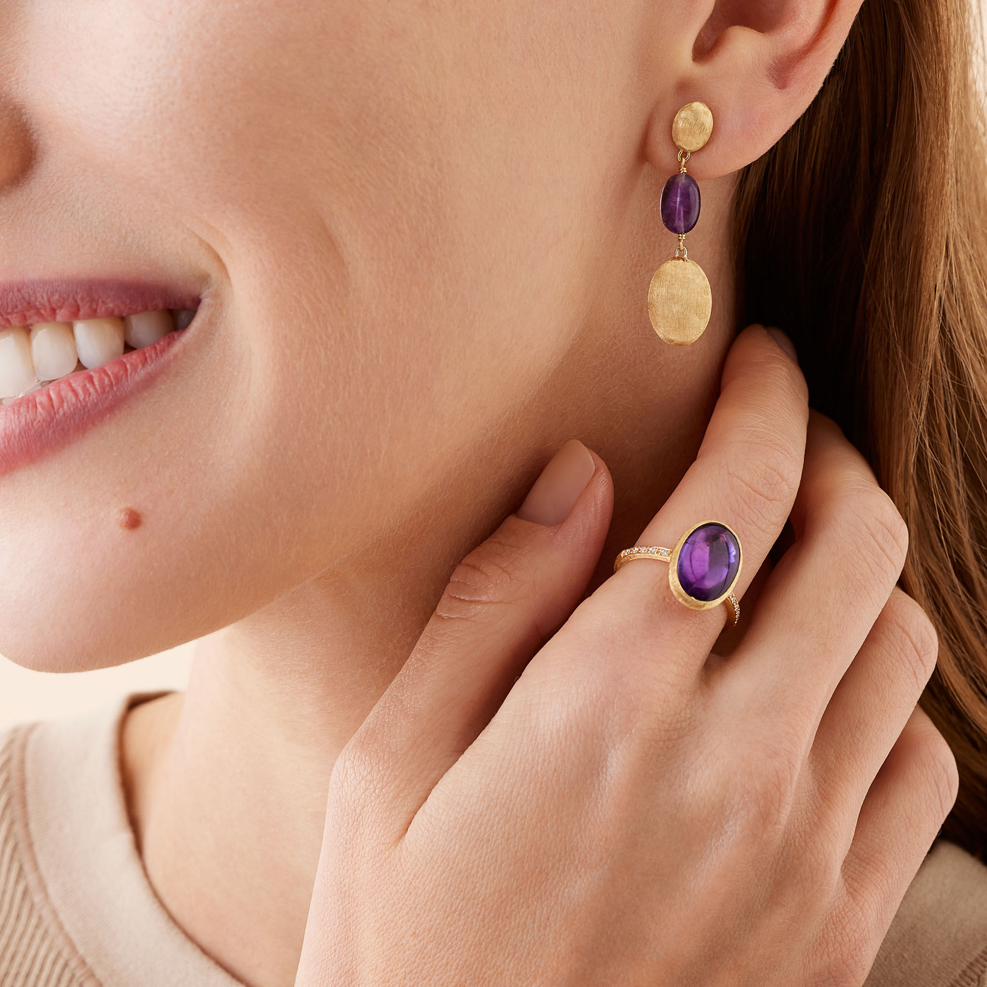 Siviglia Colour Yellow Gold and Amethyst Ring