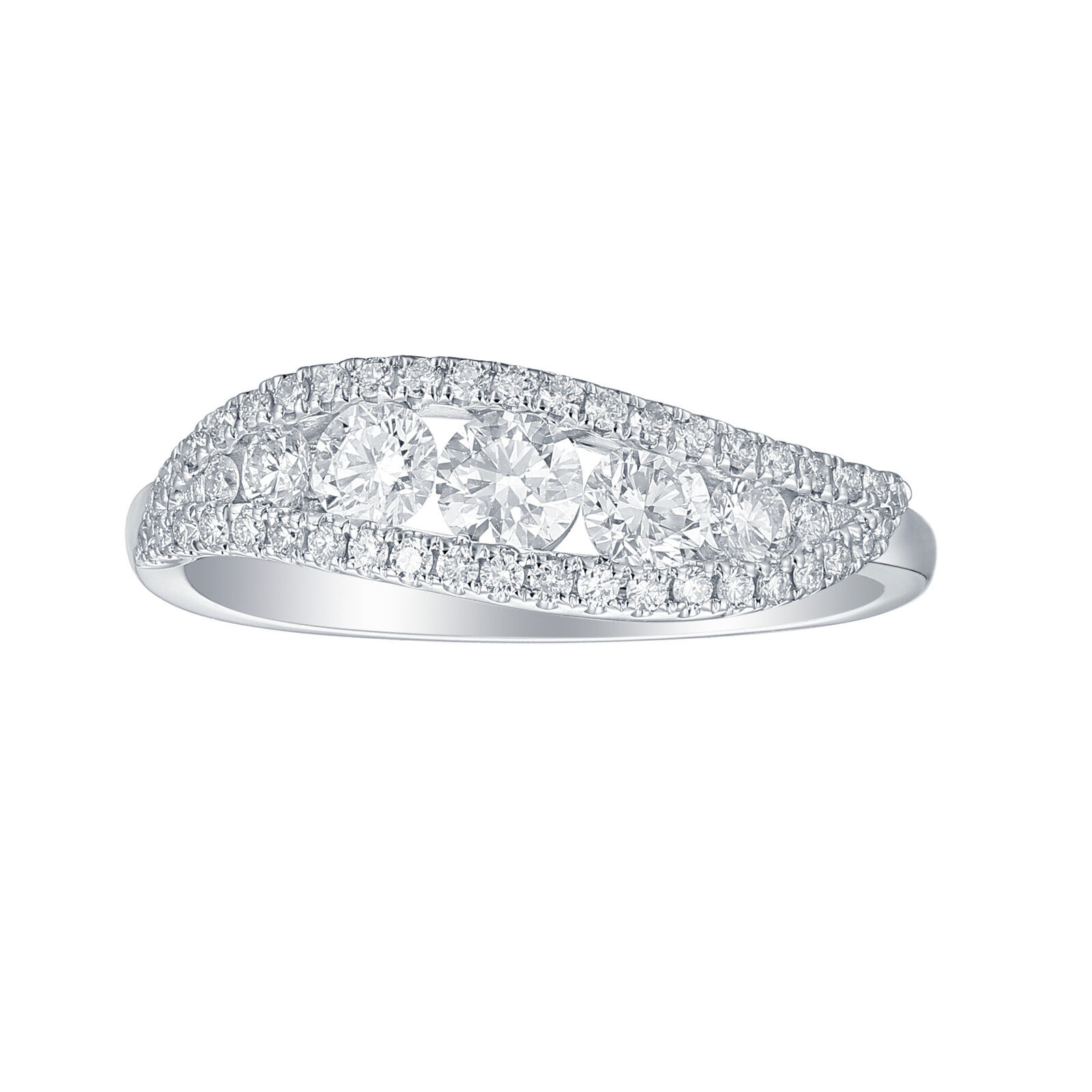 Leaf-Shaped Diamond Ring in White Gold