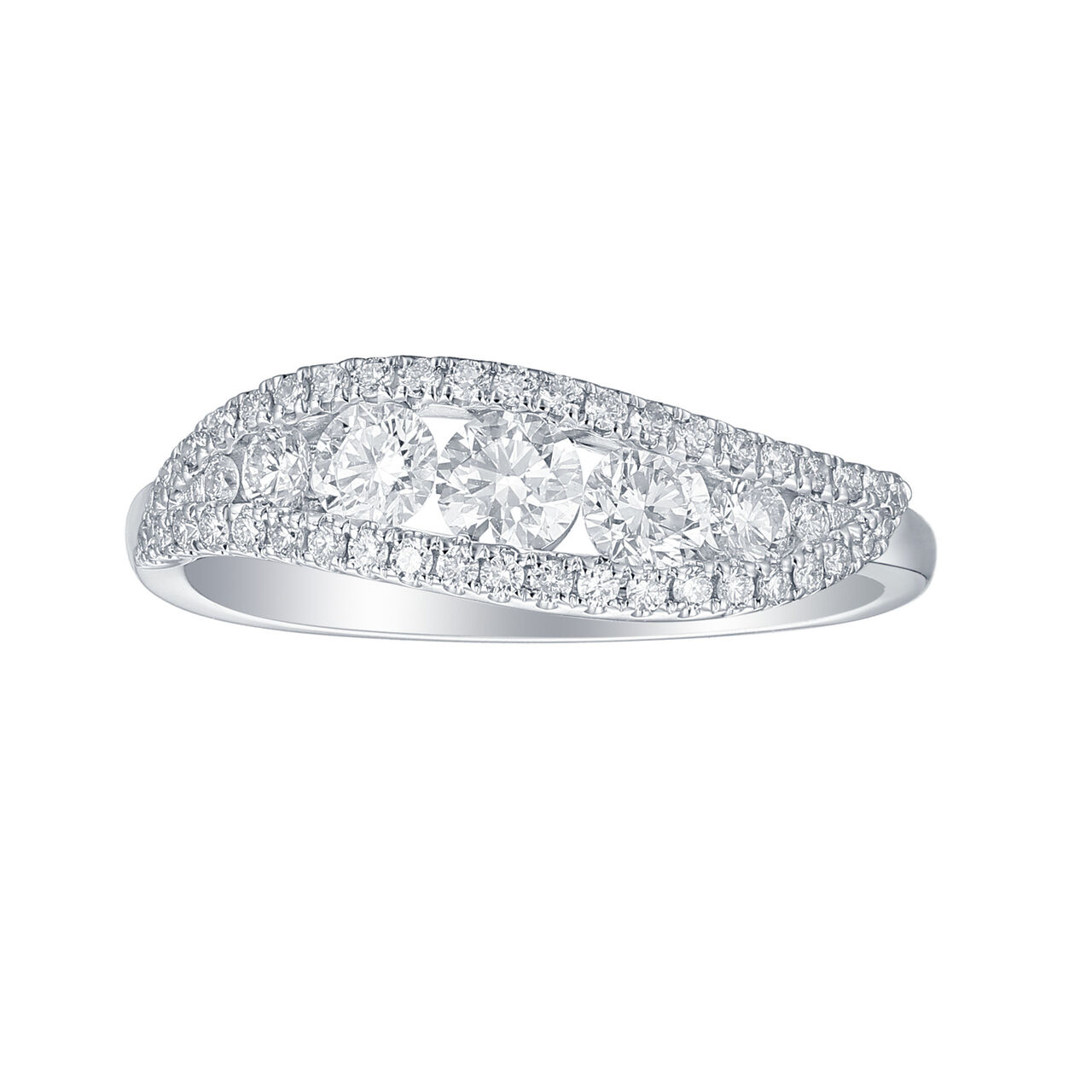 Salon bague diamants forme de feuille en or blanc image number 0