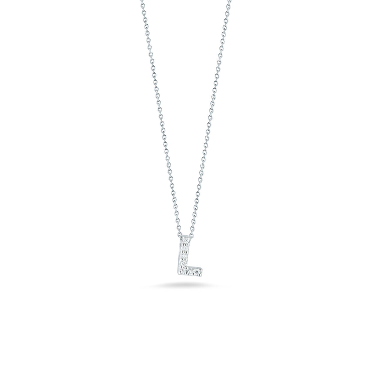 maison birks roberto coin tiny treasures love letter | white gold diamond necklace image number 0