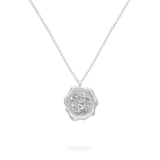 Aquarius Zodiac Sign Silver Pendant Front image number 0