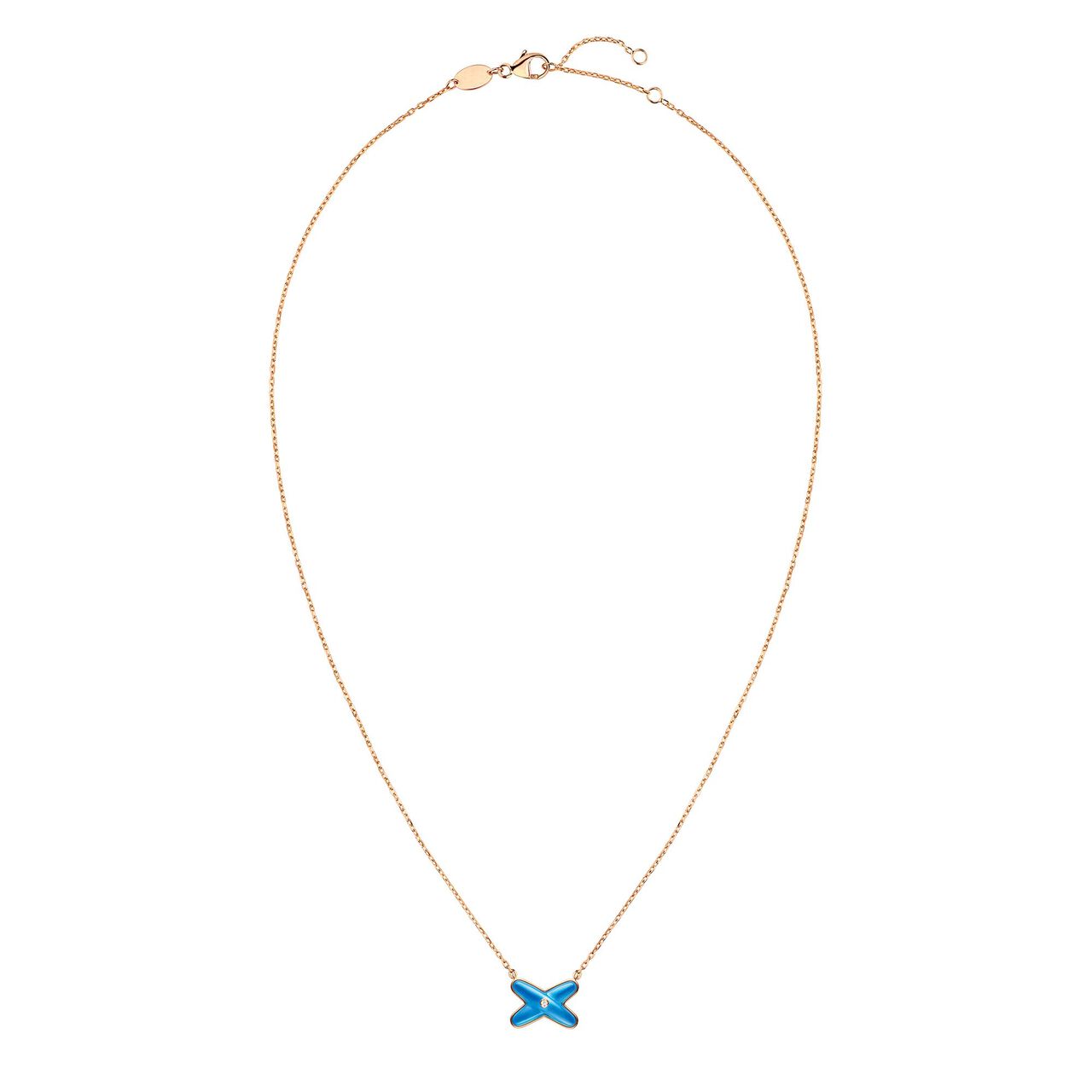 Jeux De Liens Rose Gold Blue Agate and Diamond Pendant image number 1