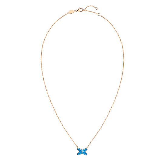 Jeux De Liens Rose Gold Blue Agate and Diamond Pendant image number 1