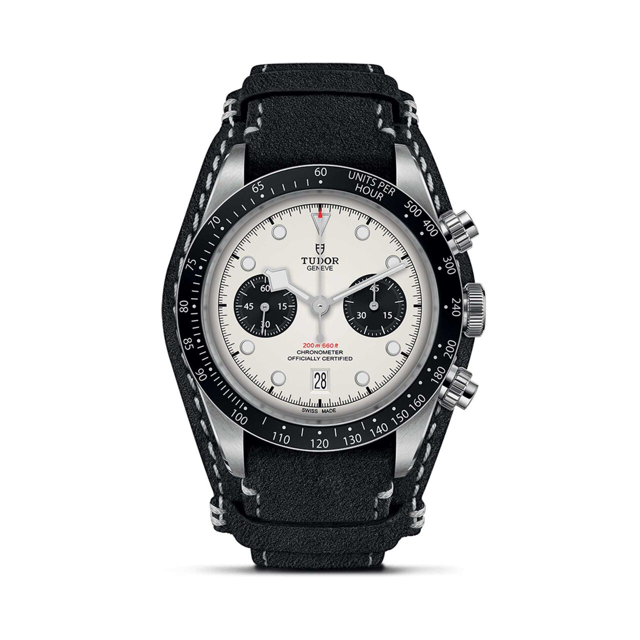 Tudor Black Bay Chrono 41Mm Steel Case Black Leather Bracelet Opaline Dial With Black Counters image number 0