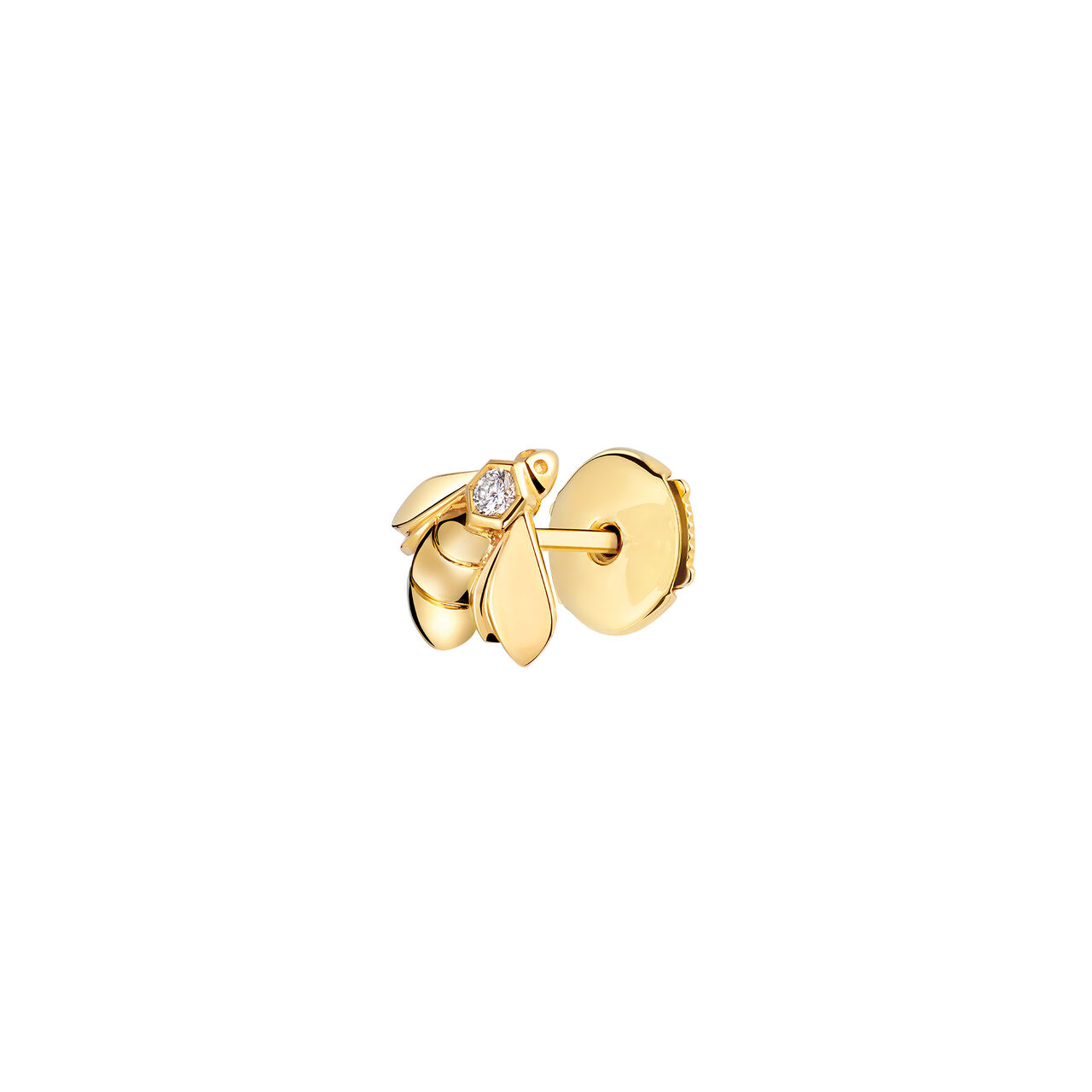 Boucle d'oreille clou individuelle Bee de Chaumet en or jaune avec diamant image number 0