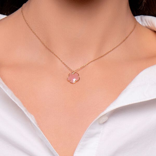 Petit Joli Rose Gold, Pink Chalcedony and Diamond Pendant