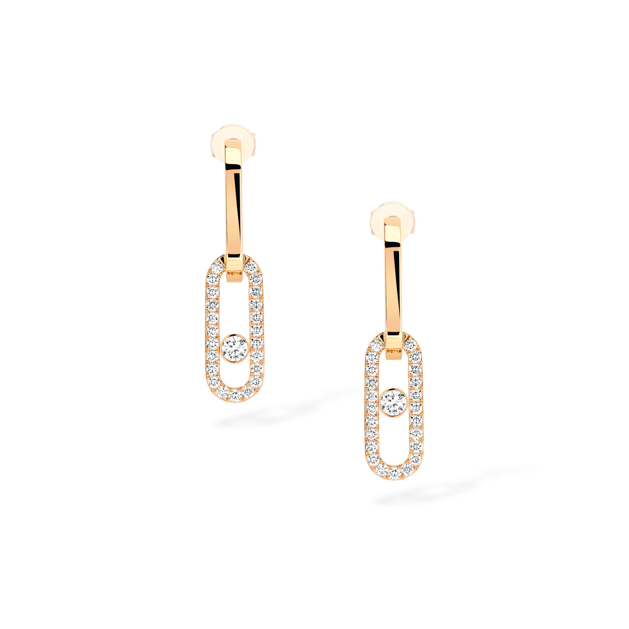 Move Link Yellow Gold and Diamond Pavé Drop Earrings