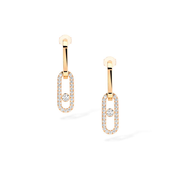 Boucles d'oreilles Move Link en or jaune avec pavé de diamants
