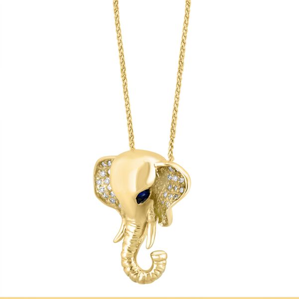 Diamond and Sapphire Elephant Pendant