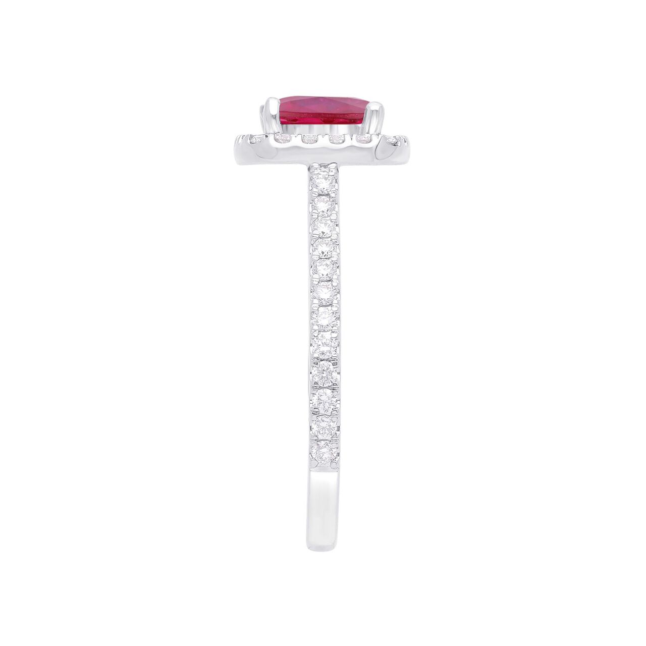 maison birks salon ruby cushion diamond halo ring sg05408r 8r standing side image number 2