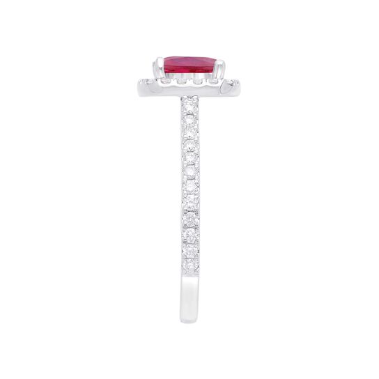 maison birks salon ruby cushion diamond halo ring sg05408r 8r standing side image number 2