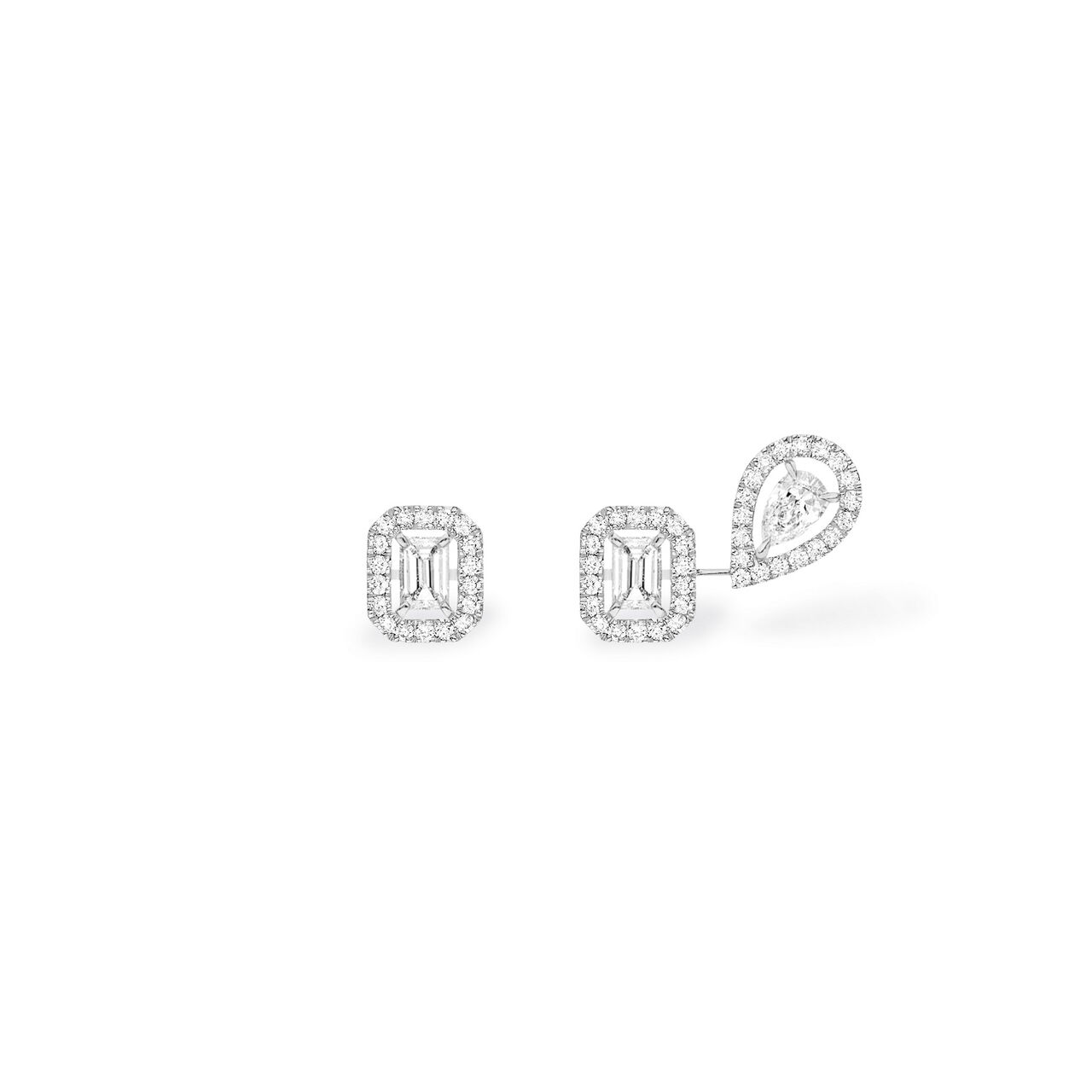 My Twin Trio White Gold Diamond Earrings image number 0