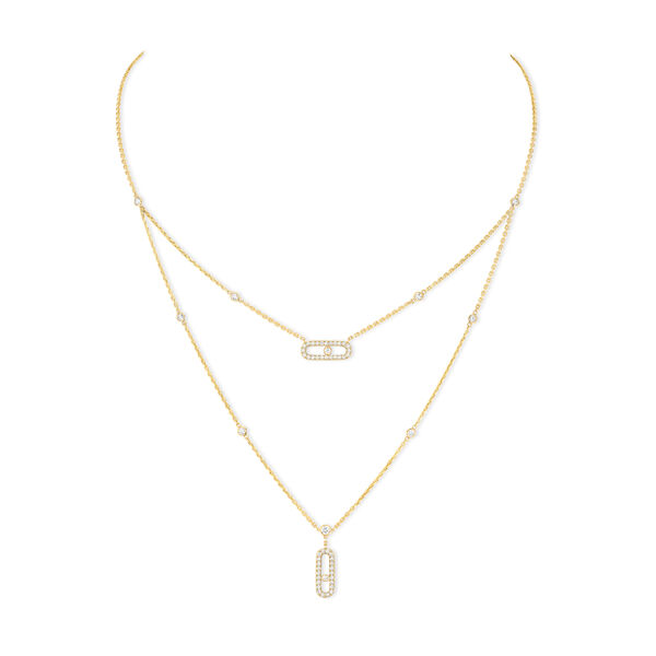 Pendentif double Move Uno en or jaune avec pavé de diamants