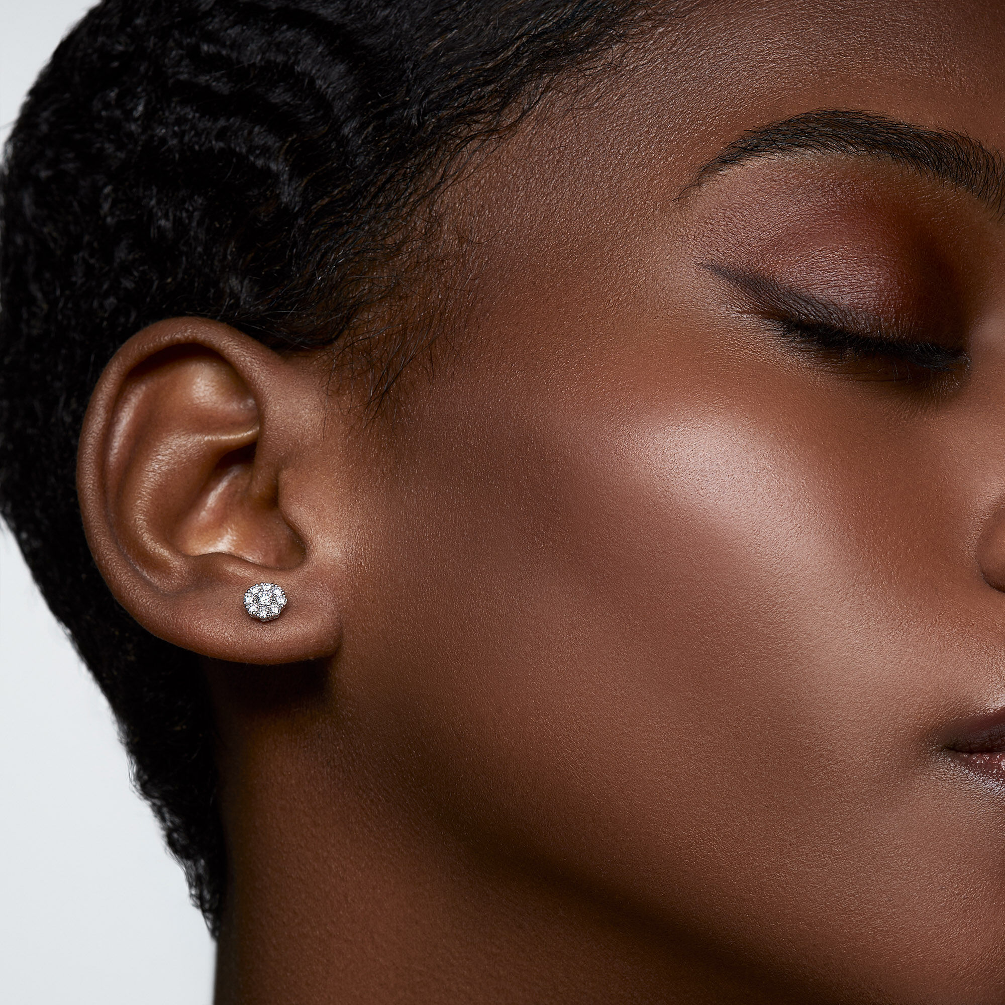 Diamond Cluster Stud Earrings, Medium
