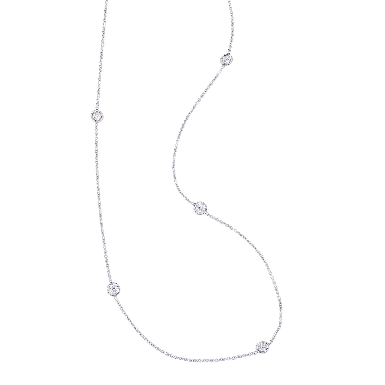 maison birks roberto coin diamonds by the inch white gold 5 row station diamond necklace image number 0