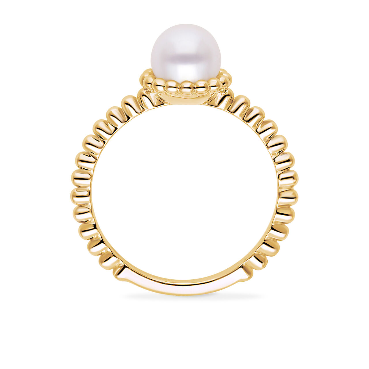 Birks Essentiels Bague en or jaune avec perle d&rsquo;eau douce et billes d&rsquo;or image number 3