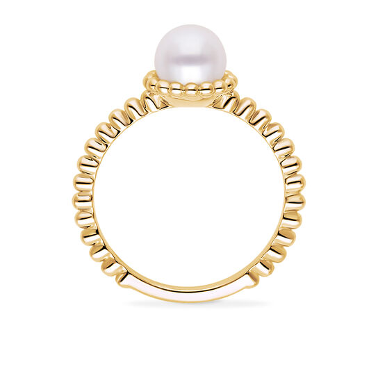 Birks Essentiels Bague en or jaune avec perle d&rsquo;eau douce et billes d&rsquo;or image number 3